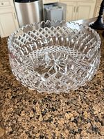 side view showing diamond lattice cut and scalloped rim