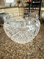 Overall view of cut crystal bowl on countertop