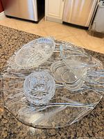 Platter with three bowls arranged on top, showing overall lot