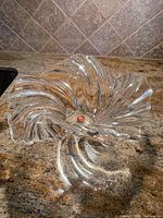 Overall view of clear pressed crystal bowl showing swirl design and pedestal