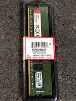 Front view of sealed Kingston 32GB memory module showing model KCP432ND8/32 label