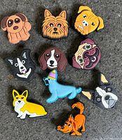 Front view of all 10 charms showing animal designs