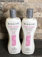Front view showing two BioSilk Detangling Shampoo bottles