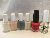 All six nail polish bottles lined up