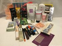 Full lot overview showing all personal care and cosmetic items