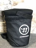 Front view of black Warrior water bottle holder showing logo