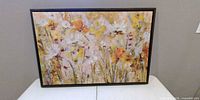 Framed abstract floral canvas art front view