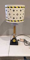 Construction themed table lamp front view