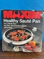 Retail box of Maxim Healthy Sauté Pan showing appliance image and specifications