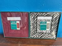 Both packaged hanging closet organizers, zebra and burgundy