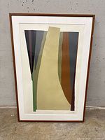 Framed abstract print showing full artwork, mat and frame