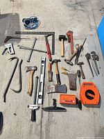 All tools laid out on pavement overview