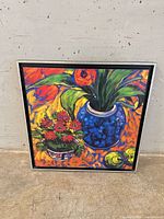 Full view of signed framed still life artwork