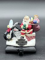 Full view of Santa motorcycle stocking hanger