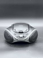 Front view of Curtis CRCD1069BT CD player radio showing speakers and display