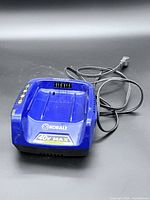 Top view of Kobalt 40V Max charger showing LED panel and cord