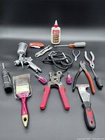 Group shot of all hand tools and wood glue