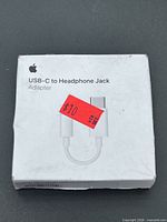 Front of sealed Apple USB-C to Headphone Jack Adapter box