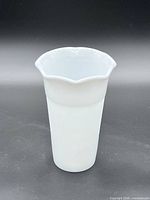 Full view of white milk glass vase