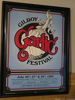 Full view of framed 1996 Gilroy Garlic Festival poster
