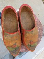 Top view of both clogs showing paint and interior