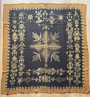 Full view of shawl showing entire design and border