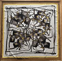 Full view of square scarf showing complete design and border