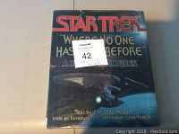 Front cover of the Star Trek coffee table book 'Where No One Has Gone Before' with text by J.M. Dillard and introduction by William Shatner.