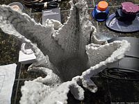 Top view of grey textured planter interior