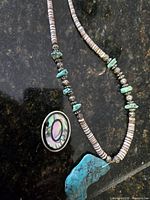 Brooch front and necklace layout showing overall design