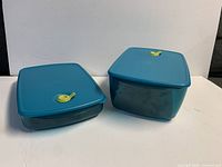 Both Tupperware containers side by side showing lids with vent tabs