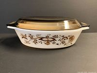 side view of casserole with lid showing pattern