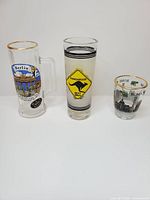 All three souvenir shot glasses side by side