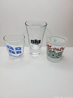 Three shot glasses front view