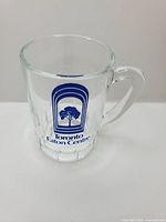 Front view showing full mini mug and printed logo