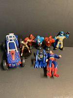 Group shot of all superhero toys
