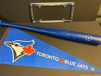 Mini bat, pennant, and licence-plate frame overview