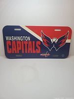 Front view of Washington Capitals decorative license plate