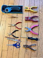 Group layout of all craft hand tools on floor