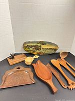 Group shot of all eight wooden items