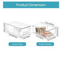 dimension diagram showing outer frame and inner drawer sizes