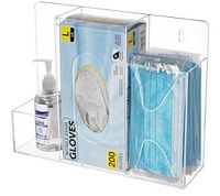 hygiene station with gloves box, masks and sanitizer for scale