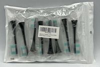 Sealed plastic package containing eight black toothbrush heads