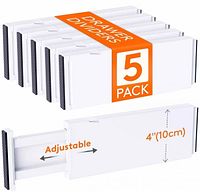 retail image showing five dividers with 5-pack label and adjustment range