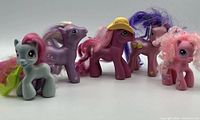 Group shot of all five My Little Pony figures standing side by side