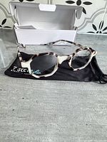 Reading glasses, soft pouch, and box