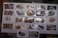 Overall view of all 22 stock cards with assorted stamps