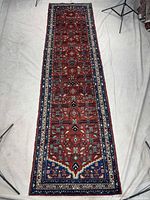 Full view of Hamedan runner showing overall design and dimensions