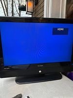 Front view powered on to HDMI blue screen