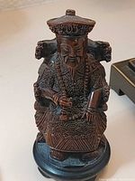Front view of Chinese emperor resin statue on base